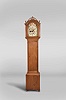 Silas Hoadley, Plymouth, Conn., tall case clock, 8 day, time and bell strike, weight driven wooden works movement in a pine case with a nice folk art painted wooden dial