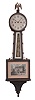 Clocks- 3 (Three): (1) New Haven Clock Co., New Haven, Conn., "Willard" banjo clock, 30 day, time and strike, spring driven movement in a mahogany case, c1911; (2) Ansonia Clock Co., New York, "Modern" mirror clock, 8 day, time only, spring driven movement with lever escapement, c1923; (3) Seth Thomas Clock Co., Thomaston, Conn., "10 Inch Drop Octagon", 8 day, time only, spring driven movement in a oak case, c1917.