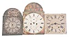 3 clock dials- One Dutch Staartklok dial, one English tall clock dial,