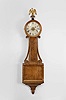Unknown, possibly Boston area, 8 day, weight-driven brass movement patent or banjo wall timepiece with alarm.