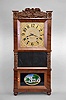 C. & L.C. Ives, Bristol, Conn., 8 day, time and strike weight strap brass movement triple decker shelf clock with carved splat and center columns.
