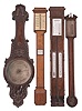 Parts- 4 (Four) Barometers: lot includes three English and one French mercury barometer -- one signed "Attwell / Romford" and another "Hudson & Sons / Greenwich" all in wood cases and all for parts.