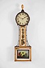 James Cole, Rochester, New Hampshire, 8 day, weight brass movement patent or banjo wall timepiece.