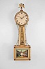 Unknown, possibly Massachusetts, 8 day, weight brass movement patent or banjo wall timepiece.