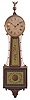 Clocks- 2 (Two): (1) Copy of an E. Howard style patent or banjo timepiece. c2000 (2) Unsigned, Massachusetts style 8 day, weight brass movement patent of banjo timepiece. c1900