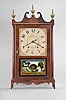 Chauncey Ives, Bristol, Conn., 8 day, time and strike weight wood movement pillar & scroll shelf clock