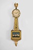 Massachusetts, 8 day, weight brass movement patent or banjo wall timepiece.
