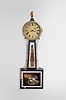 Massachusetts, 8 day, weight brass movement patent or banjo wall timepiece.