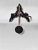 Renard A Ferrieres, Oise, French tower clock, time and strike, weight driven movement with pinwheel escapement in a black painted cast iron frame with maker's signature
