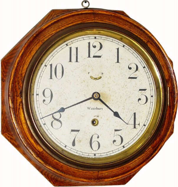 C.1914, Waterbury Clock Co., "OAK LEVER" 8-day gallery timepiece. — Antique Clocks Price Guide