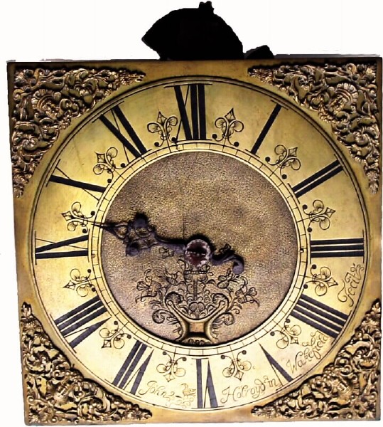 C.1740, John Holroydin, Wakefield, English 30-hour 10" brass dial single hand tall clock movement. — Antique Clocks Price Guide