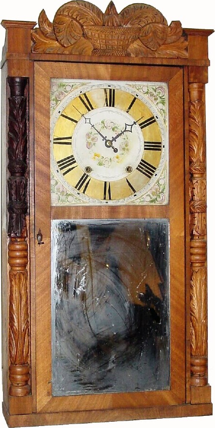 C.1835, Riley Whiting, Winchester, Conn., 30-hour wood movement carved case shelf clock, — Antique Clocks Price Guide