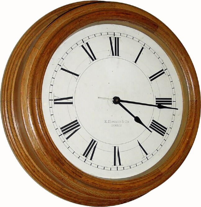 C.1920, E. Howard and Co., 24" Oak cased electric (DC) slave clock with original 18" dial. — Antique Clocks Price Guide