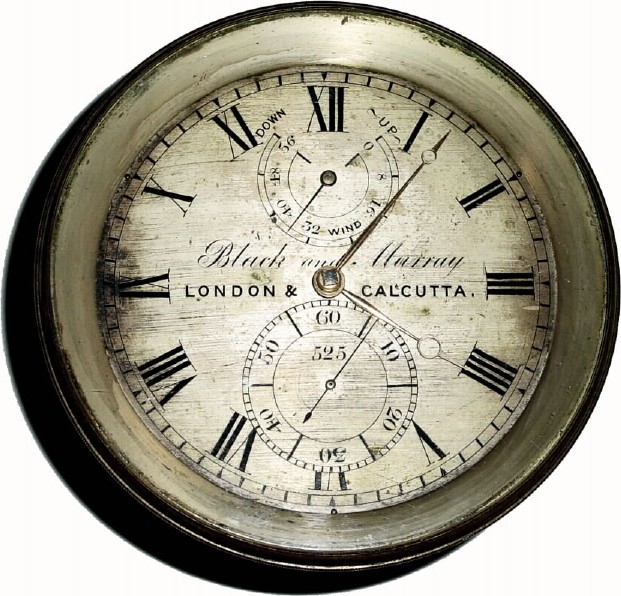C.1900, Black and Murray, London and Calcutta, No.525, 56 hour chronometer movement in original canister, as- found. — Antique Clocks Price Guide