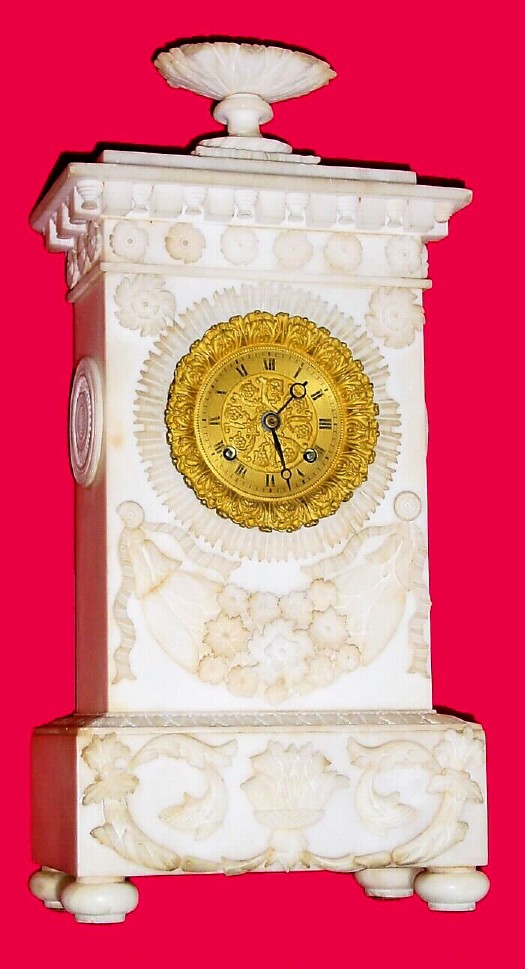 C.1820, French, Alabaster Mantel Clock — Antique Clocks Price Guide