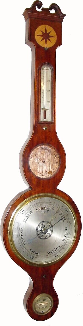 C.1850, E. Gilbert, Belfast, mercury wheel barometer, as-found. — Antique Clocks Price Guide