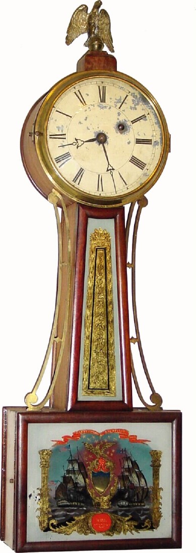 C.1907, Little and Eastman, Boston, Mass., 8-day weight banjo timepiece. — Antique Clocks Price Guide