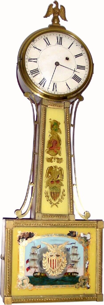 C.1830, Massachusetts 8-day weight banjo clock, — Antique Clocks Price Guide