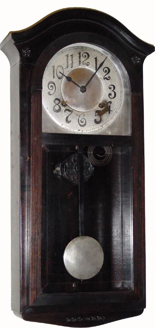C.1925, William L. Gilbert Clock Co., "Sacramento" 8-day time/strike wall clock, in overall good original condition. — Antique Clocks Price Guide
