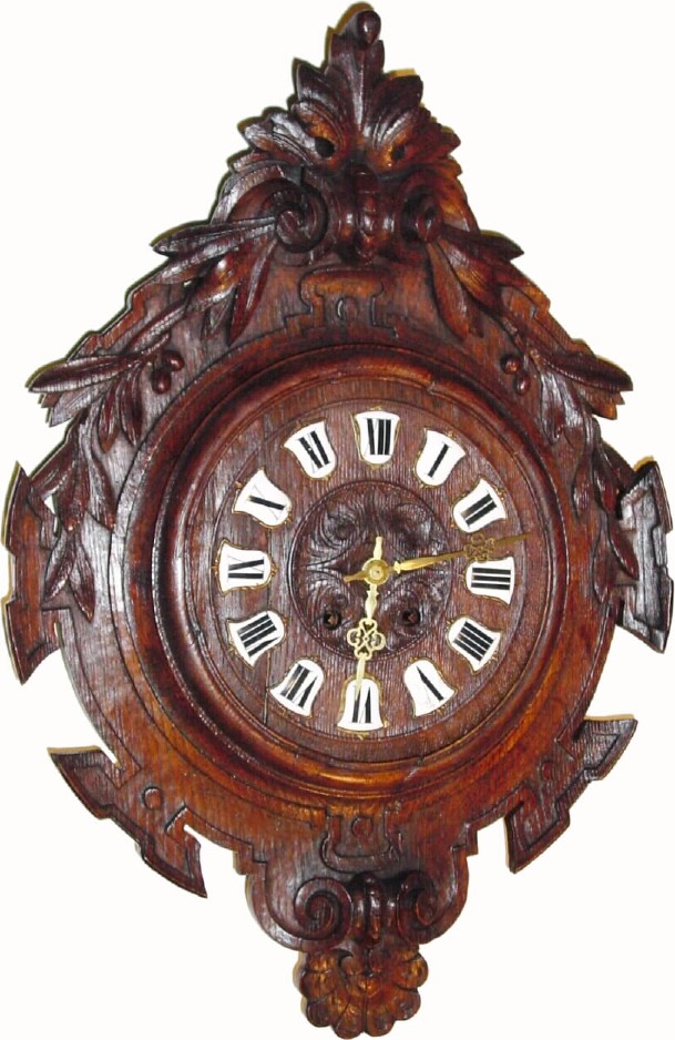 C.1890, French, Carved Oak Cartel clock in generally good original condition. — Antique Clocks Price Guide