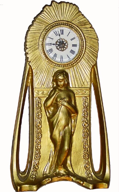 C.1900, American, Cast Iron Door Stop clock, with restoration. — Antique Clocks Price Guide