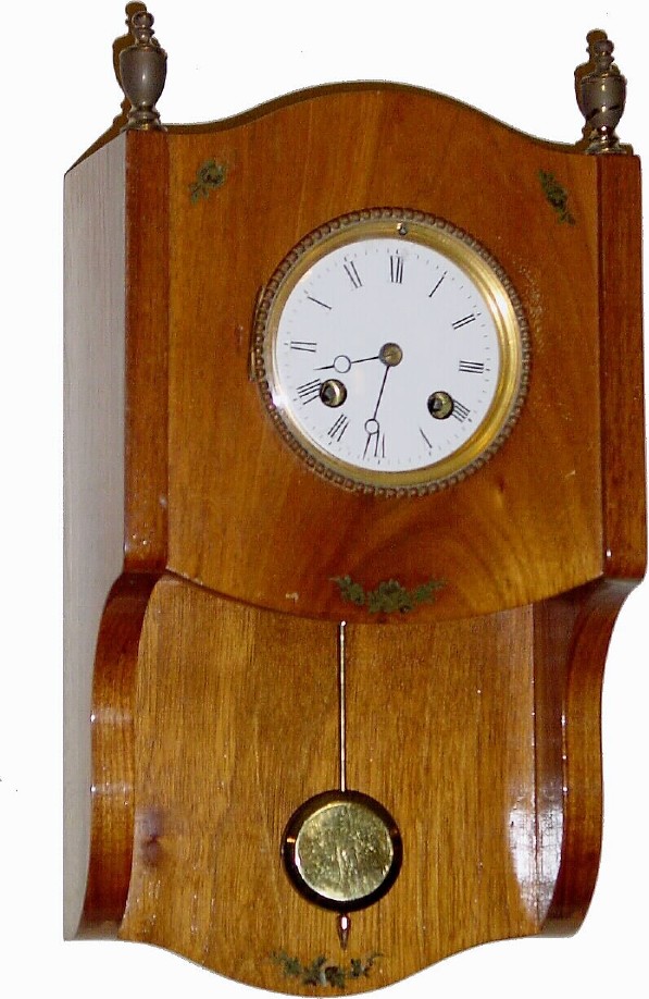 C.1980, Handmade walnut clock case using a nice French movement with porcelain dial. — Antique Clocks Price Guide