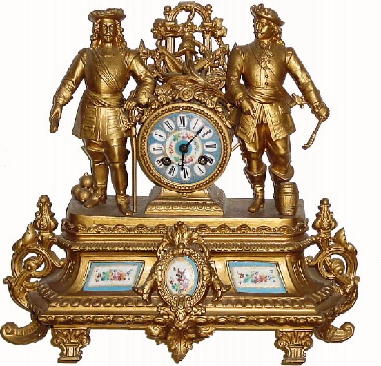 C.1890, French 8-day time/strike figural clock, in fair to good condition with restorations. — Antique Clocks Price Guide