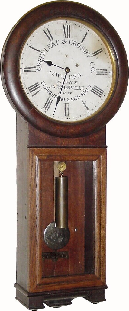 C.1890, Seth Thomas Regulator No. 2 in poor to fair, as-found condition, with advertising dial. — Antique Clocks Price Guide