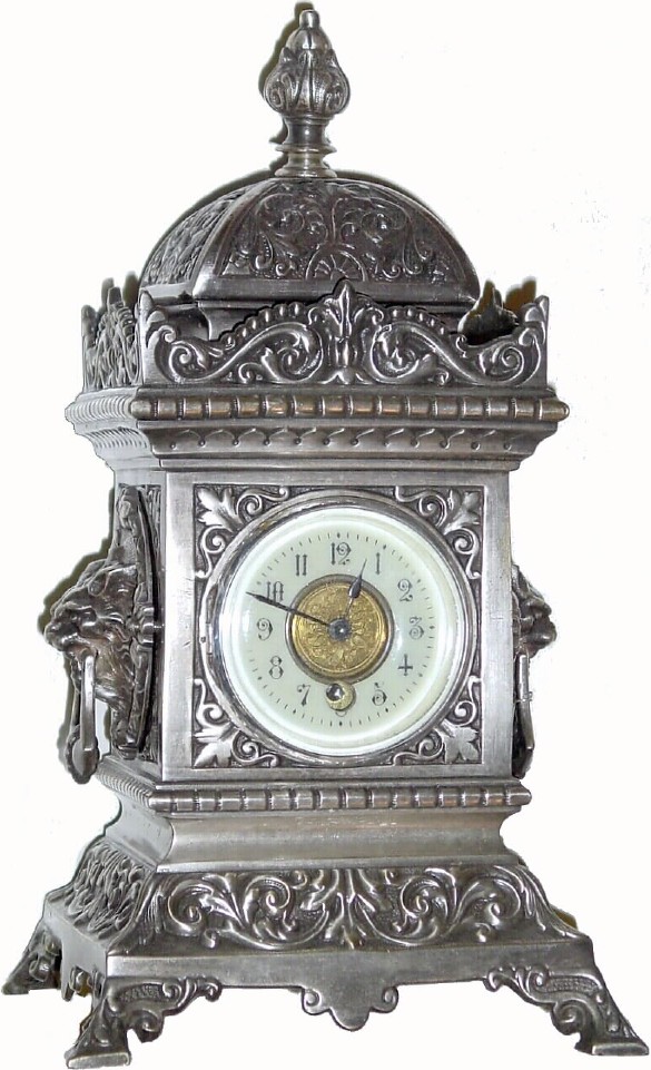 C.1890, French, Miniature Mantel clock in the form of a temple, and in good original condition. — Antique Clocks Price Guide