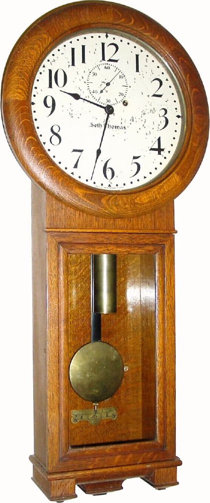 C.1900, Seth Thomas, "Regulator No. 2" in oak and in very good original condition. — Antique Clocks Price Guide