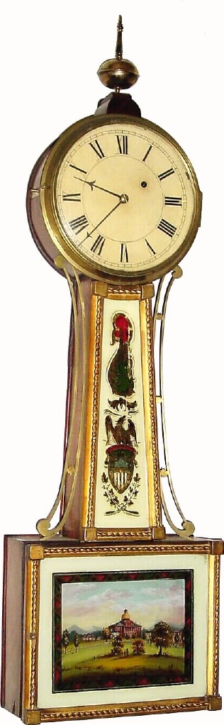C.1850, Massachusetts Rope Front Banjo, with tasteful restorations. — Antique Clocks Price Guide