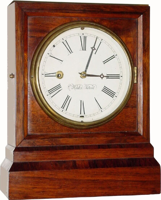C.1850, Marine Clock Manufacturing Co., New Haven, Conn., 8-day time/strike shelf clock, in excellent condition, the dial professionally repainted. — Antique Clocks Price Guide