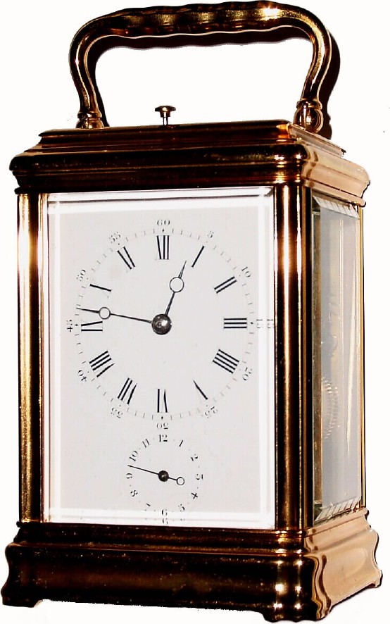 C.1890, French, Drocourt, Brass Cased Carriage Clock Petit Sonnerie, — Antique Clocks Price Guide