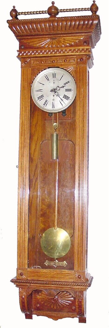 C.1891, Waterbury Clock Co., "Regulator No. 9", in outstanding original condition. — Antique Clocks Price Guide