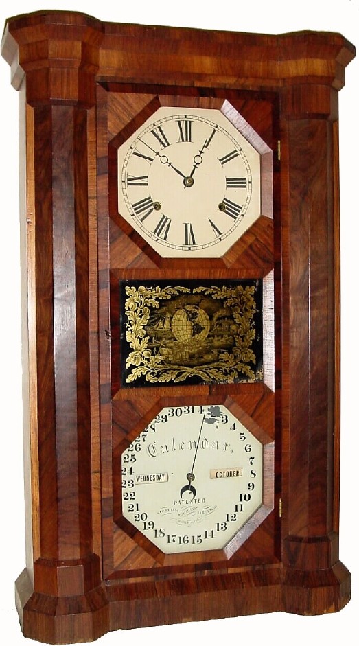 C.1865, Seth Thomas Clock Co., Plymouth Hollow, Conn., 8-day, 2-weight, Parlor Calendar in rosewood. — Antique Clocks Price Guide