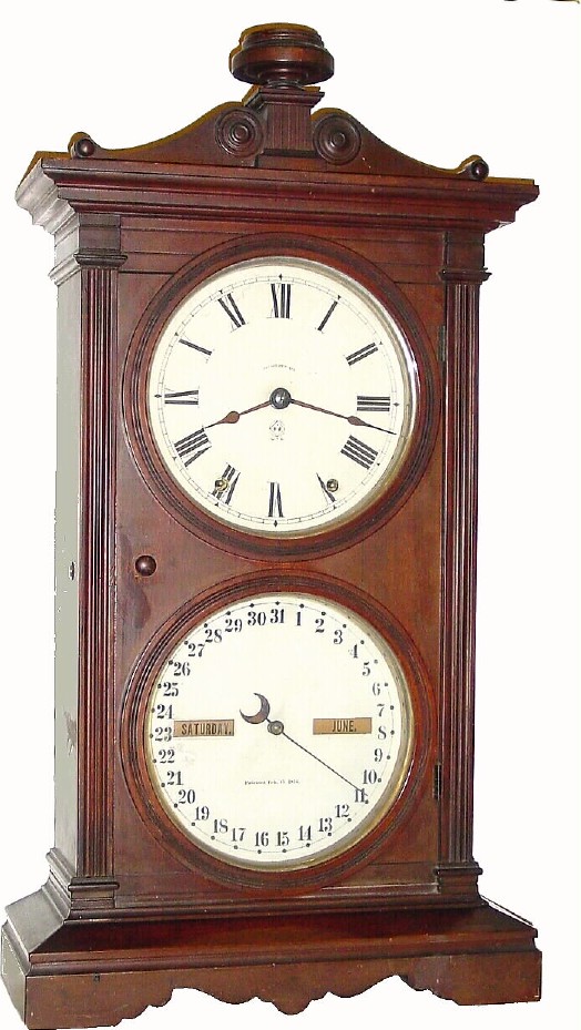 C.1896, Seth Thomas Clock Co., Thomaston, CT. "Parlor Calendar No. 6" 8-day striking clock with R. T. Andrews 1876 patent calendar movement, in excellent original condition. — Antique Clocks Price Guide
