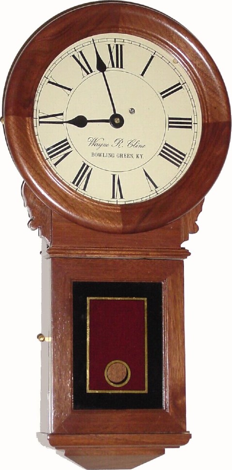 C.2001, Wayne R. Cline, Bowling Green, KY, miniature walnut regulator wall clock in the exactly replicated shape of an E. Howard No.70. — Antique Clocks Price Guide