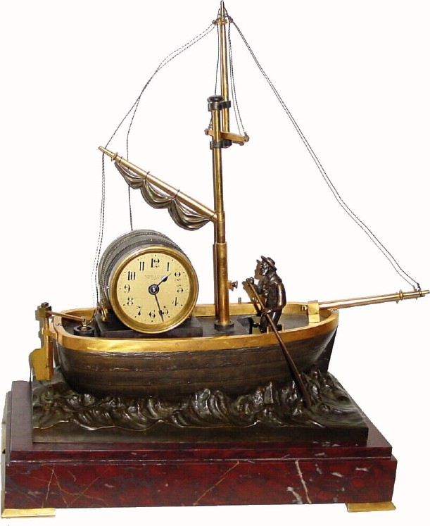 C.1880, French, rare Oarsman clock from the industrial series, in very good original condition. — Antique Clocks Price Guide