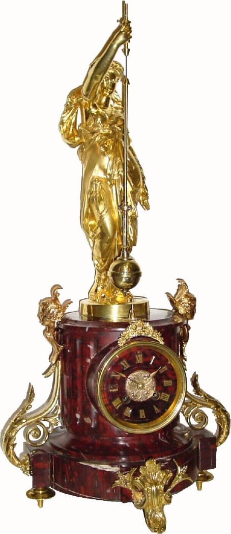 C.1880, French, H. Dasson, Paris, Conical Pendulum Clock, marble and gilt bronze, the bronze statue signed P. Machault. — Antique Clocks Price Guide