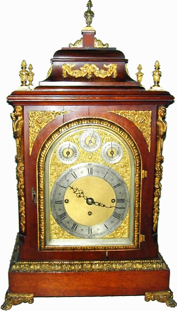 C.1890, English, 3-Fusee, Double Chime Bracket Clock in very good original condition. — Antique Clocks Price Guide