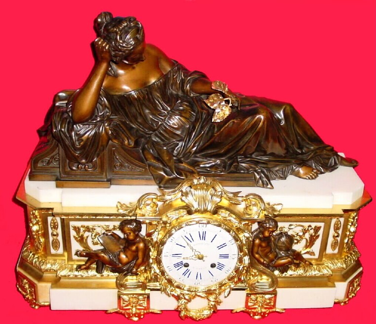 C.1830, French, Raingo Freres, Paris (signed), monumental white marble and bronze clock in the Louis XVI style, and in very good original condition. — Antique Clocks Price Guide