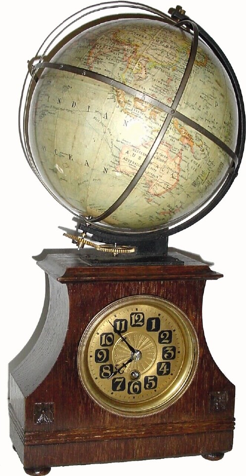 C.1900, German, 30-Hour Globe Clock. — Antique Clocks Price Guide