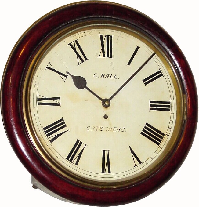 C.1890, G. Hall, Gateshead, England, 8-day fusee gallery timepiece. — Antique Clocks Price Guide