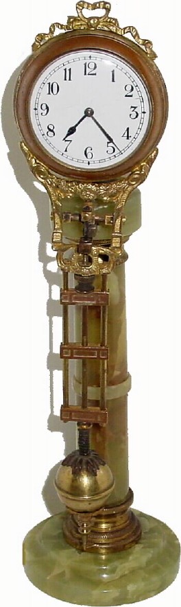 C.1900, German, Junghans, "Onyx Pillar" Swing clock in very good to excellent original condition. — Antique Clocks Price Guide