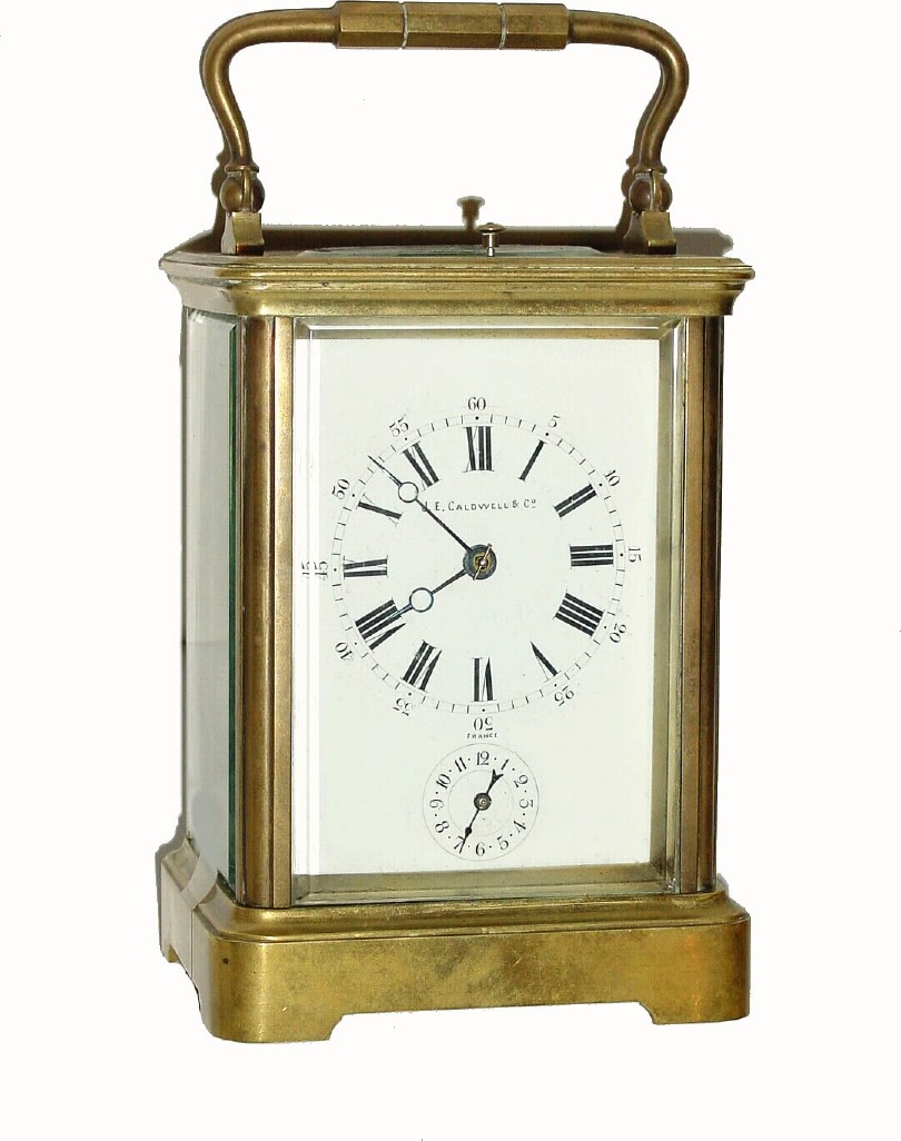 C.1900, French, E.T.C. for J. E. Caldwell and Co, Philadelphia, Brass Cased Carriage Clock, — Antique Clocks Price Guide
