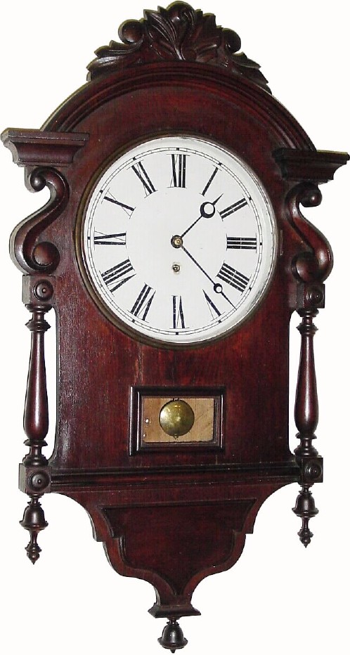 C.1880, Unknown, but likely Geo Jones walnut wall regulator in very good as-found condition. — Antique Clocks Price Guide