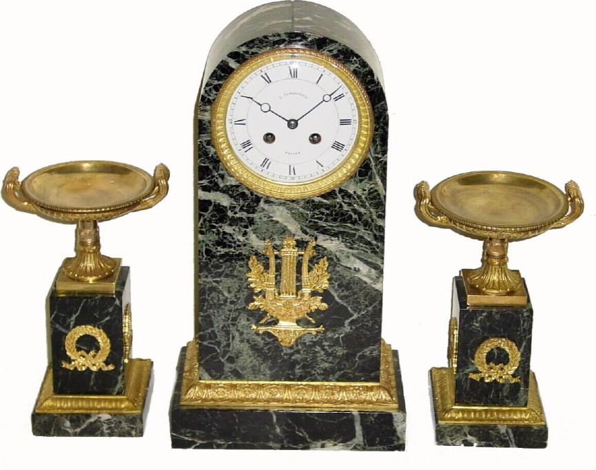 C.1890, French Marble and Ormolu Clock set in excellent original condition. — Antique Clocks Price Guide