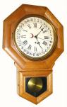 C.1901, William L. Gilbert Clock Co., "Admiral " 8-day time and calendar, octagon drop school clock. — Antique Clocks Price Guide