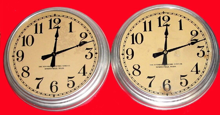 Lot of 2: C.1920, Standard Electric Time Co., Springfield, Mass., slave timepieces. — Antique Clocks Price Guide