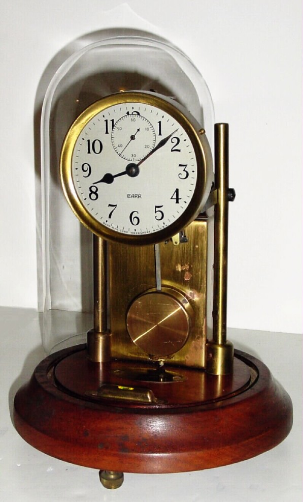C.1920, Barr Mfg, Weedsport, NY, Executive model battery clock in very good original condition, with original dome intact. — Antique Clocks Price Guide